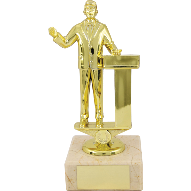 Public Speaker in Bright Gold on Marble Base 1 size