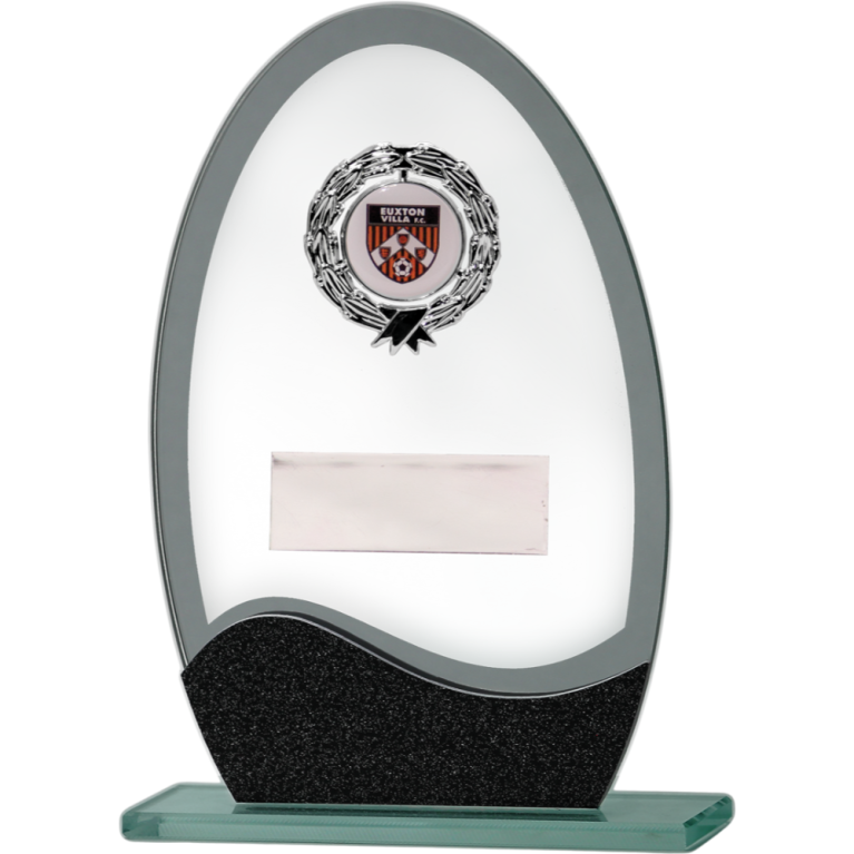 All Activity Prestige Glass Plaque with Black Trim with 1" Centre For Engraving or Printing 3 sizes