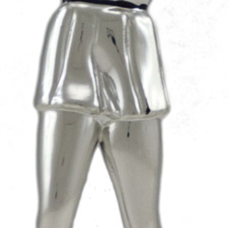 Netball Player in Bright silver with Black trim