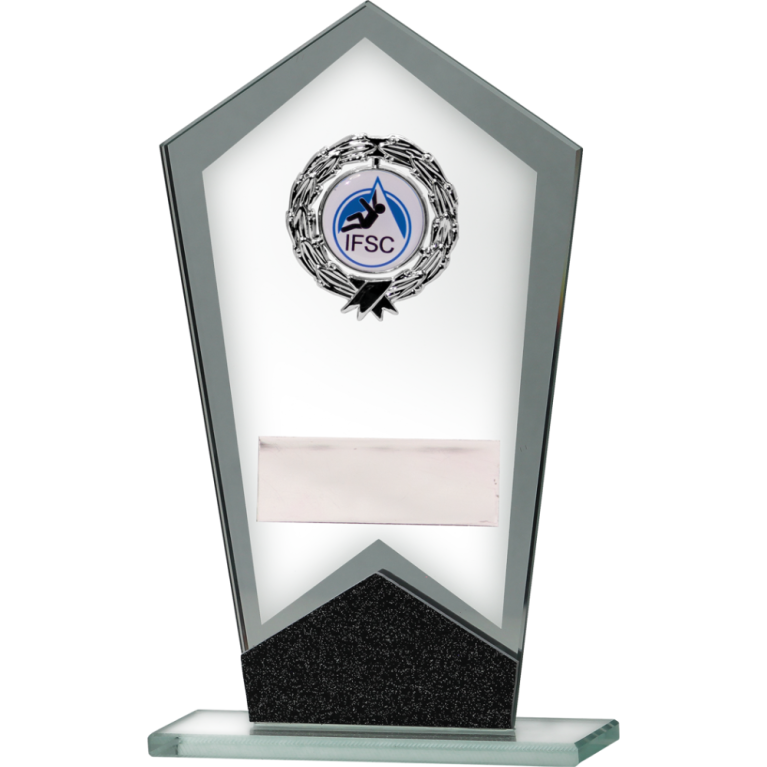 All Activity Prestige Glass Plaque with Black Trim with 1" Centre For Engraving or Printing 3 sizes