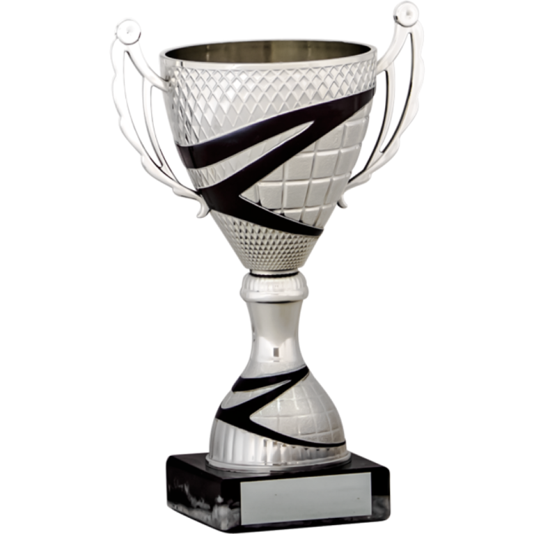 Bright Silver Cup and Stem with Black Trim in 5 sizes