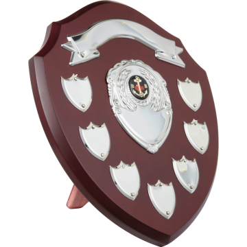 All Activity Natural Wood Effect Record Shield with Silver Metal Embellishments 1" Centre 4 sizes