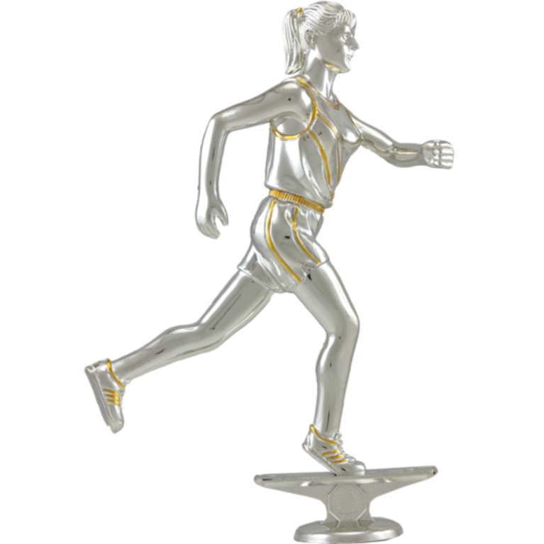 Female Runner in Bright Silver