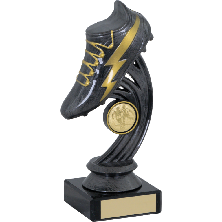 Football Boot on Marble in Antique Silver with Gold Trim in 4 sizes