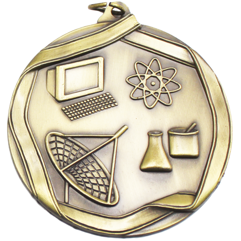 SC1ience Award Medal in Antique Gold Finish 60mm