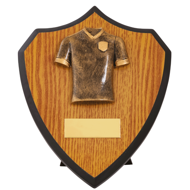 Two Tone Wooden Shield with Football Trim in 2 sizes