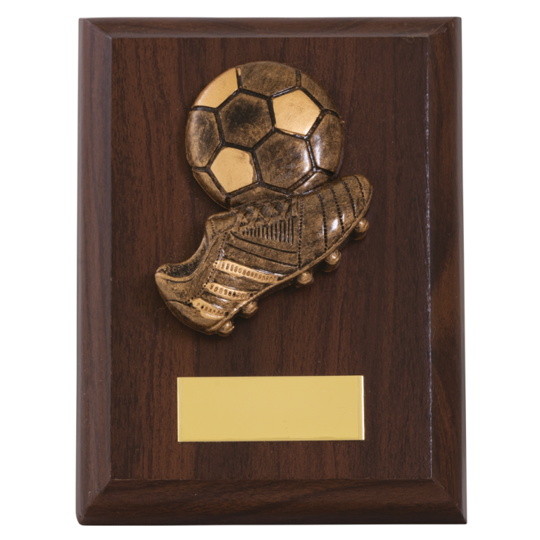 Walnut Finish Plaque with football trim in 2 sizes