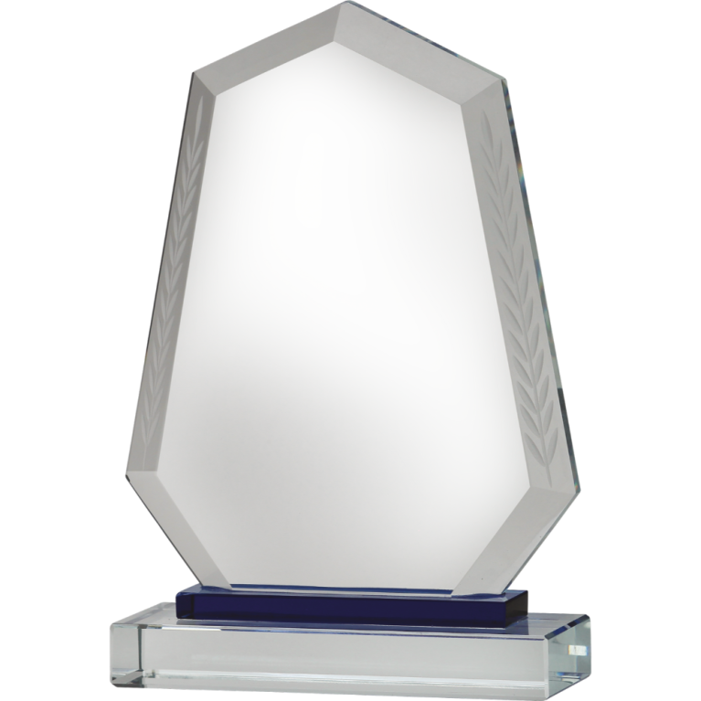 All Activity Prestige Glass Plaque with Blue Glass Base For Engraving or Printing 3 sizes