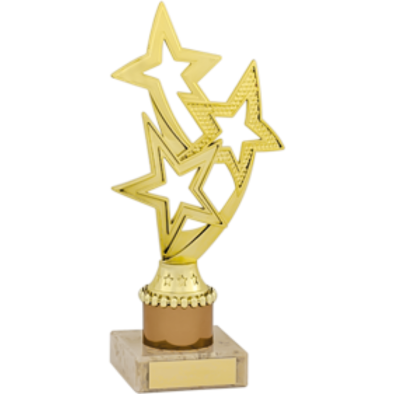 All Activity with Star Top in Bright Gold and Antique Gold Column on Marble Base in 4 sizes