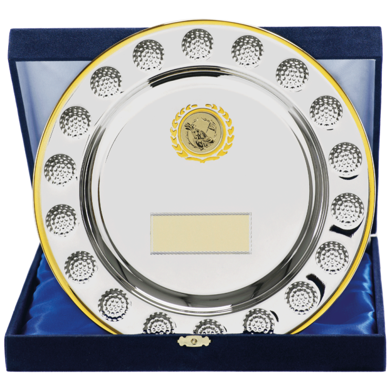 Silver Plated Golf salver in Presentation Box in 2 sizes