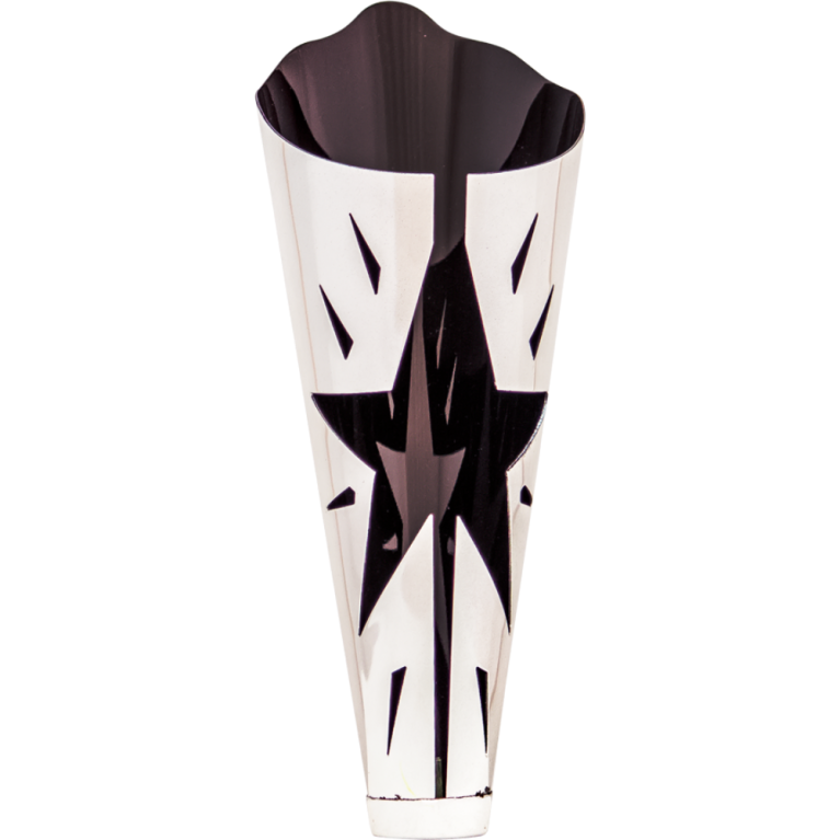 Bright Silver with Black Trim Metal Cup/Riser with Laser Cut Design 3 sizes