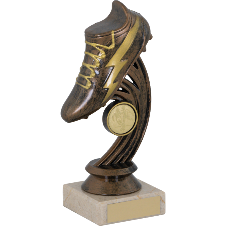 Football Boot on Marble in Antique Bronze with Gold Trim in 4 sizes