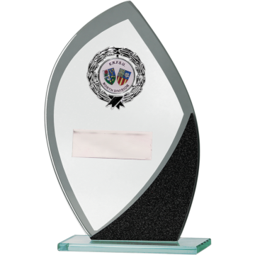 All Activity Prestige Glass Plaque with Black Trim with 1" Centre For Engraving or Printing 3 sizes