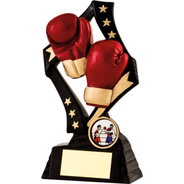 Boxing Glove in Red with Antique Gold and Black Stand in 2 sizes