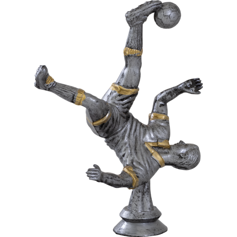 Football Male in Antique Silver Finish with Gold Trim