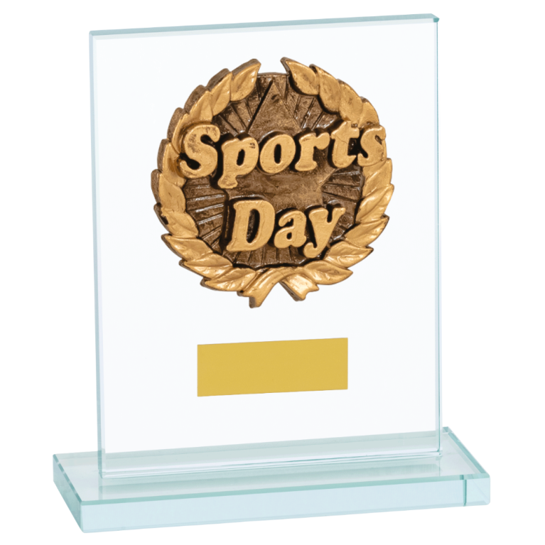 Glass Plaque with Sports Day Trim in 2 sizes