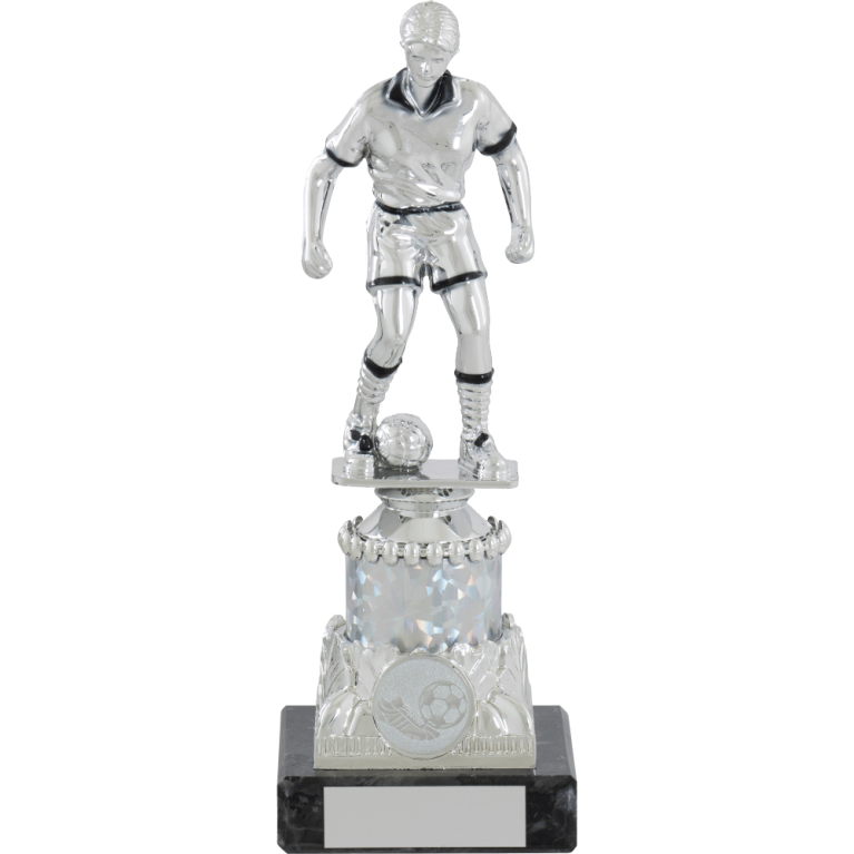 Bright Silver Figurine on column with Marble Base 4 sizes