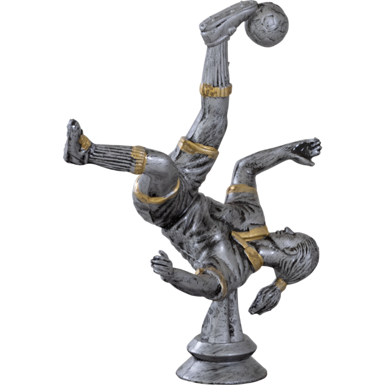 Football Female in Antique Silver Finish with Gold Trim