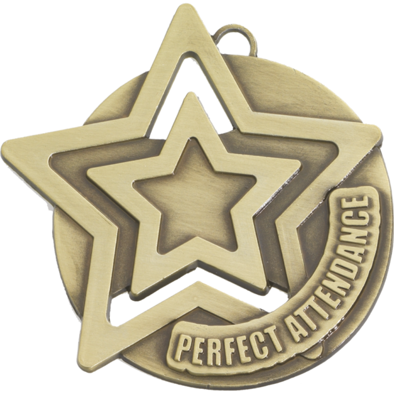 Attendance Medal in Gold Finish 60mm