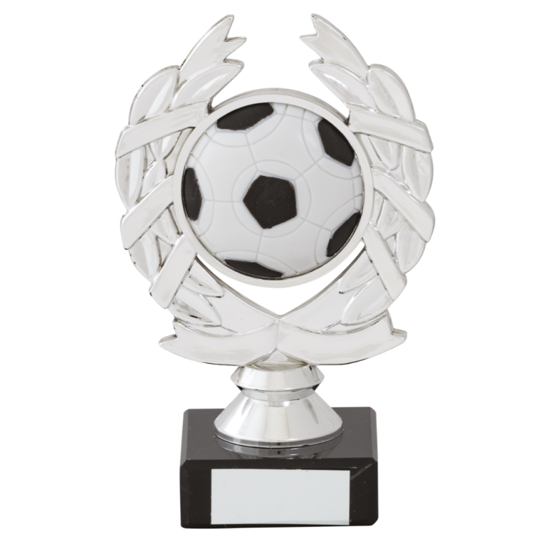 Bright Silver Football top on marble Base for 2" centre 5 sizes