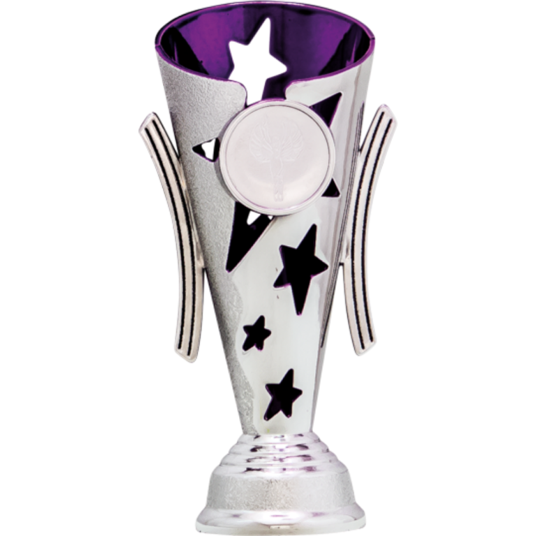 Bright Silver Cup/Riser with Purple Trim and 1" Centre 2 sizes