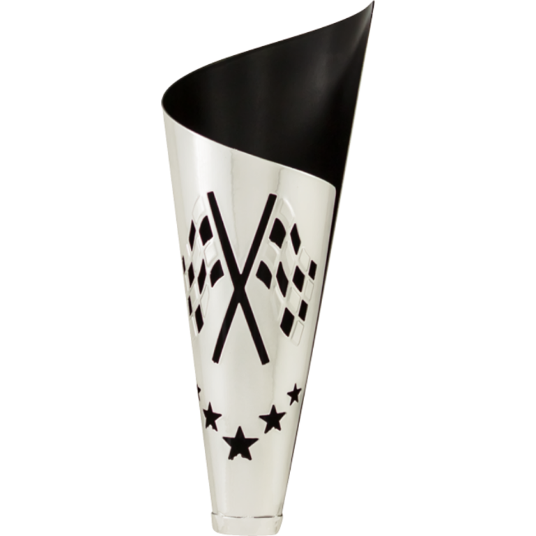 Bright Silver with Black Trim Metal Cup/Riser with Laser Cut Design 2 sizes