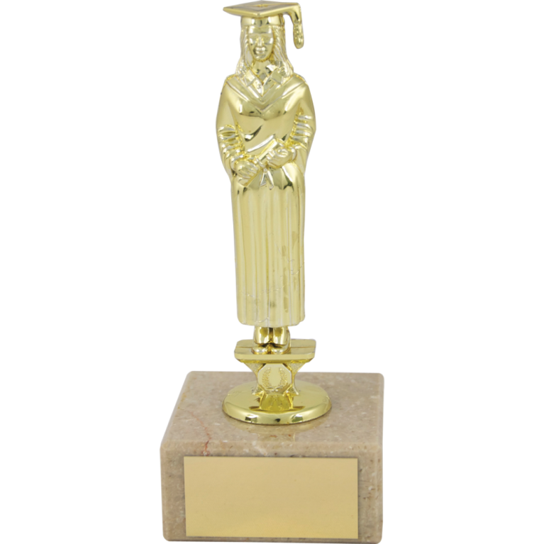 Female Scholar in Bright Gold on Marble Base