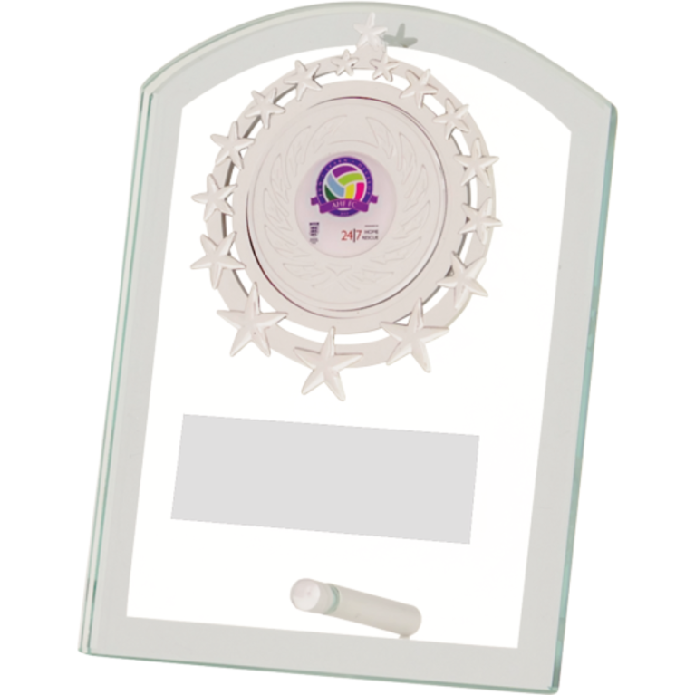 All Activity Glass Plaque with Bas 2" Centre For Engraving or Printing 4 sizes