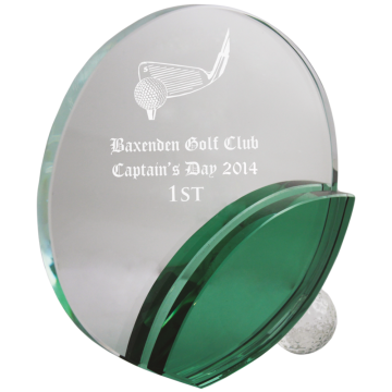 All Activity Prestige Golf Glass Plaque with Green Trim For Engraving or Printing 3 sizes