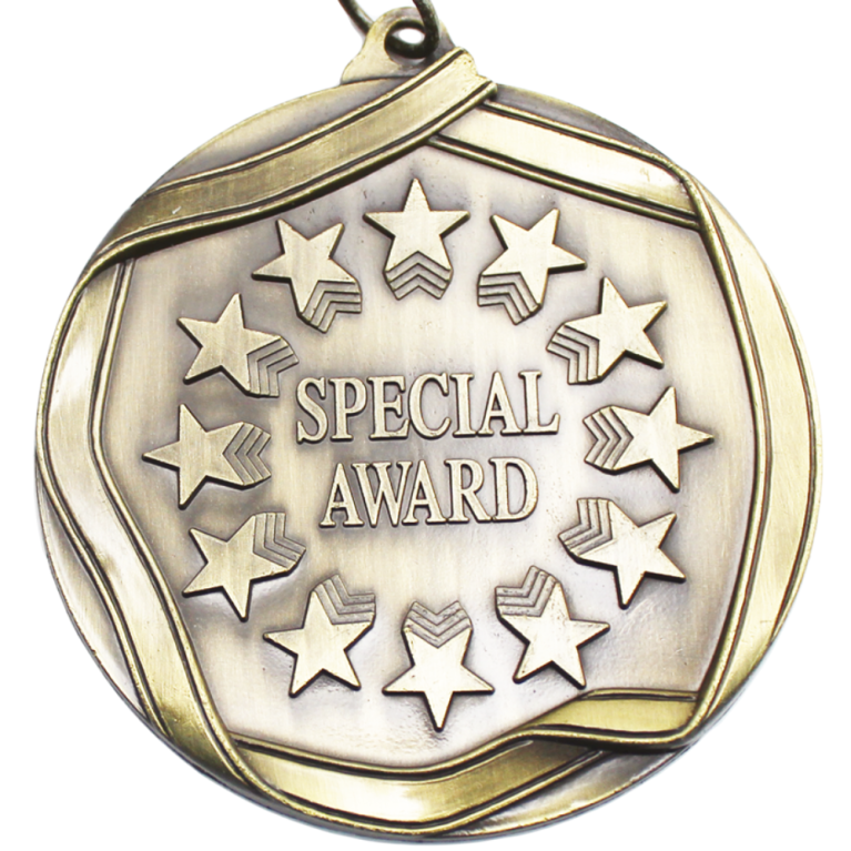 Attendance Award Medal in Antique Gold Finish 60 mm