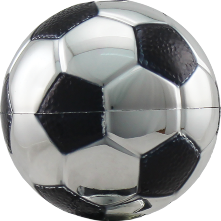 Bright Silver Football Ball Top with Black Trim top 4 sizes