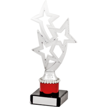 All Activity with Star Top in Bright Silver and Red Column on Marble Base in 4 sizes