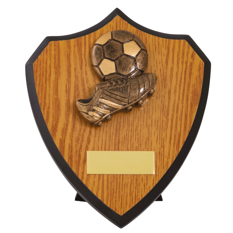 Two Tone Wooden Shield with Football Trim in 2 sizes