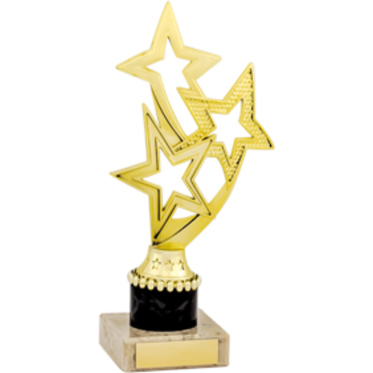 All Activity with Star Top in Bright Gold and Black Column on Marble Base in 4 sizes