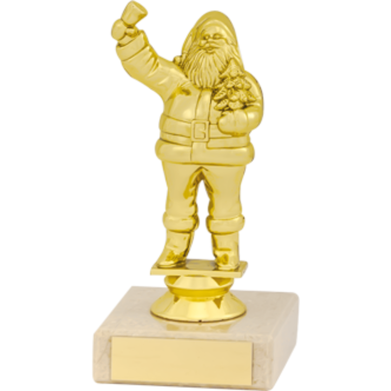 Xmas Award in Bright Gold on Column and marble base 4 sizes