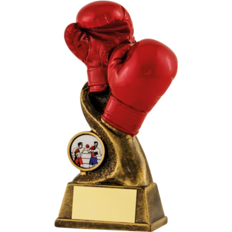 Boxing Glove in Red with Antique Gold Stand in 2 sizes