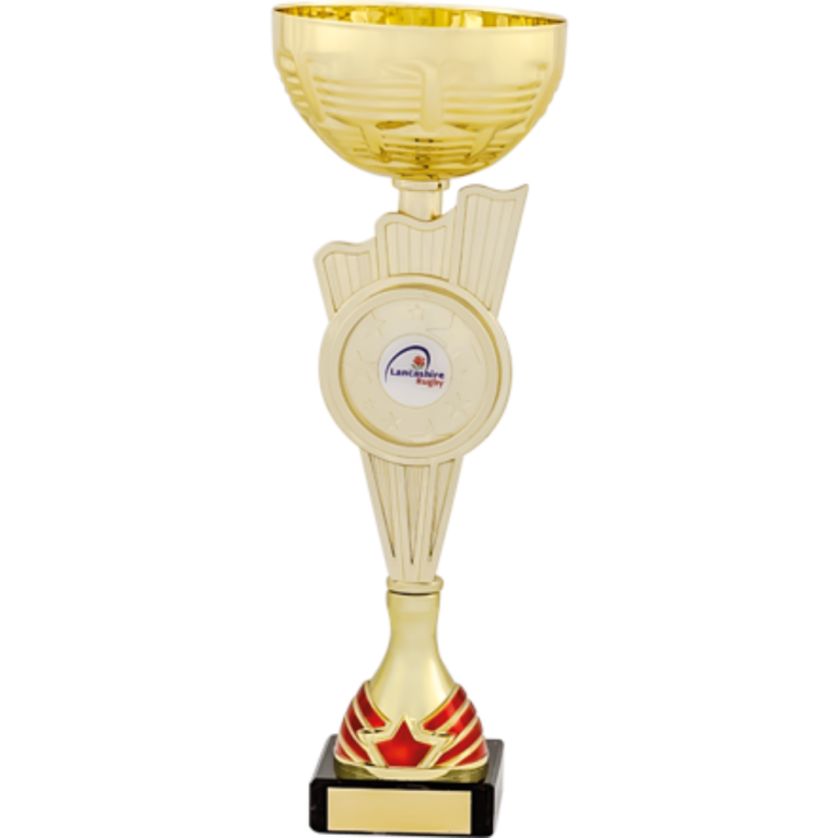 All Activity with Bright Gold Bowl and Stem with Red Trim with 1" Centre Marble Base in 8 sizes