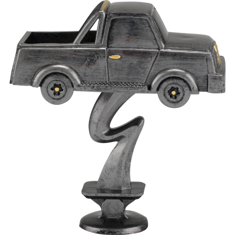 Pick -Up Truck in Antique Silver Finish with Gold Trim