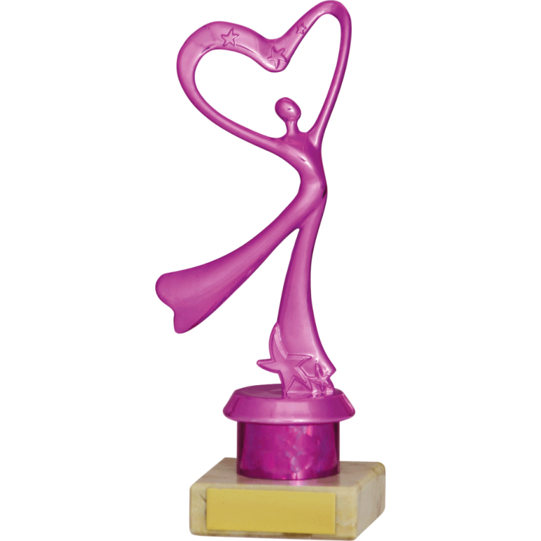 Abstract Dance Award with Bright Silver Top with Purple Trim and Column on Marble Base in 4 sizes