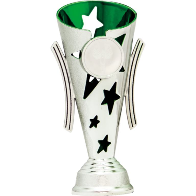 Bright Silver Cup/Riser with Green Trim and 1" Centre 2 sizes