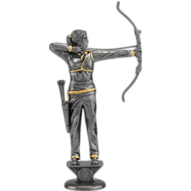 Female Archer in Antique Silver Tone with Gold Highlights