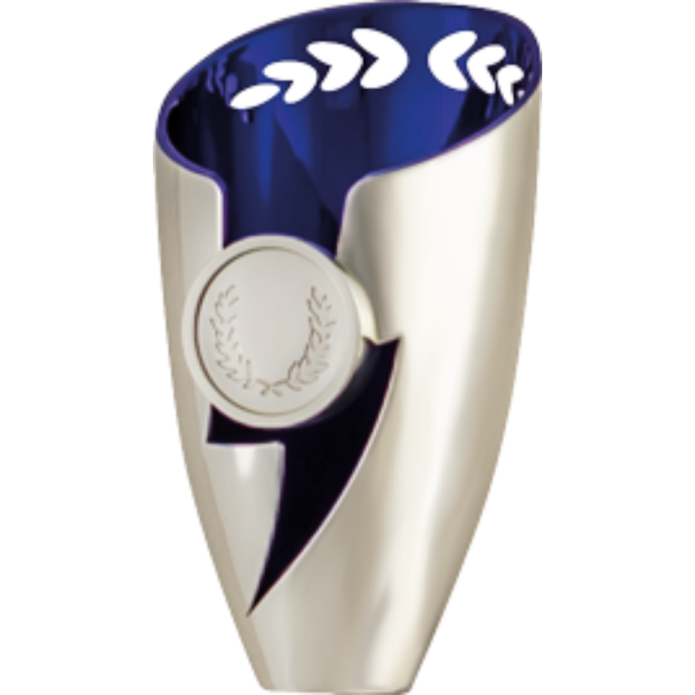 Bright Silver Cup/Riser with Blue Trim and 1" Centre 2 sizes