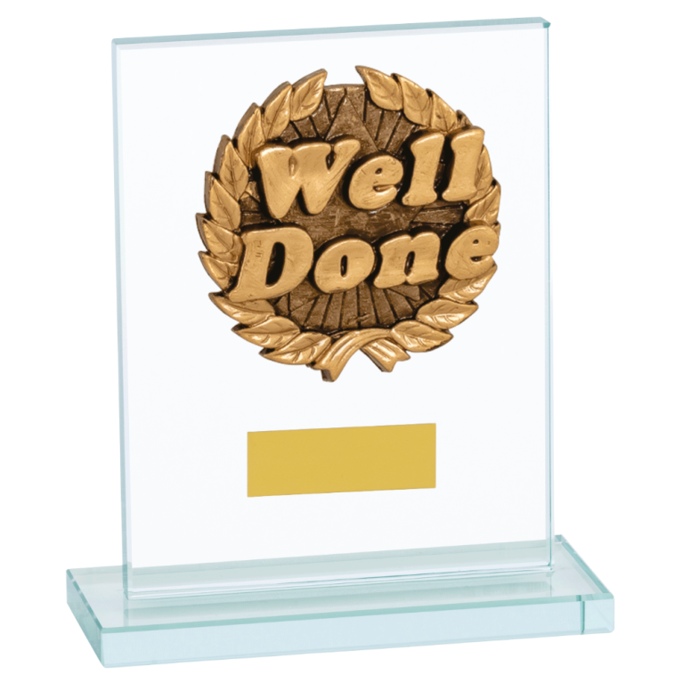 Glass Plaque with Well Done Trim in 2 sizes