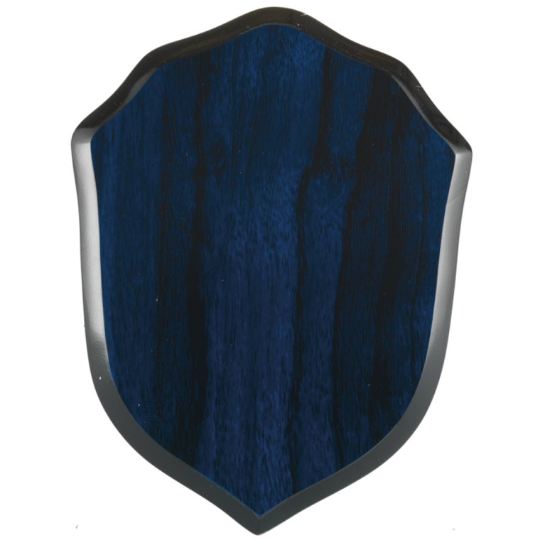 Wooden Shield with Strut in Blue Wood Effect Finish 3 sizes