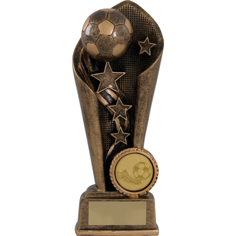 Premier Football Award in Antique Gold for 1" Centre in 3 sizes