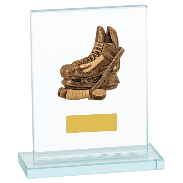 Glass Plaque with Ice Hockey Trim in 2 sizes