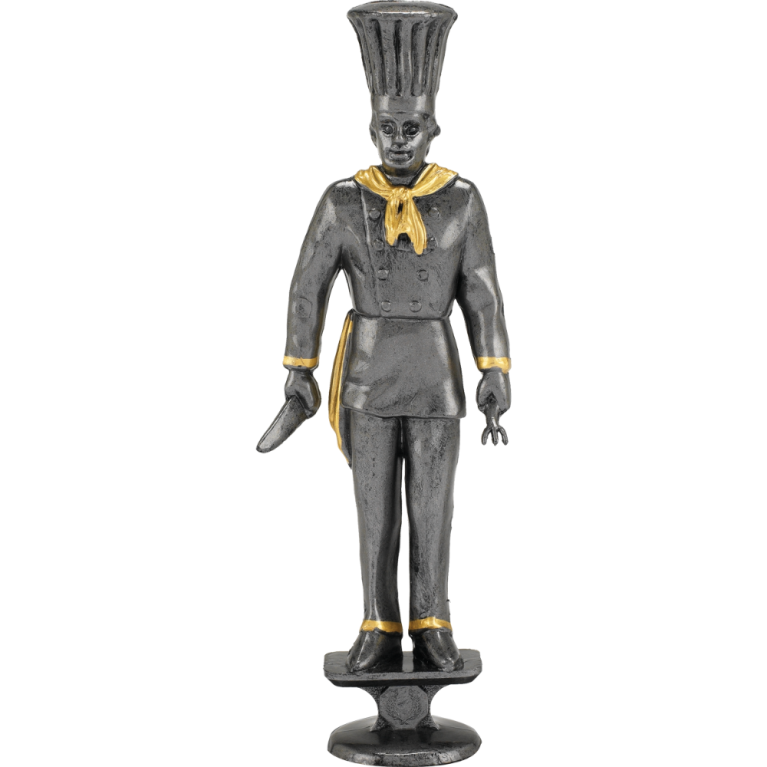 Male Chef in Antique Silver Finish with Gold Trim