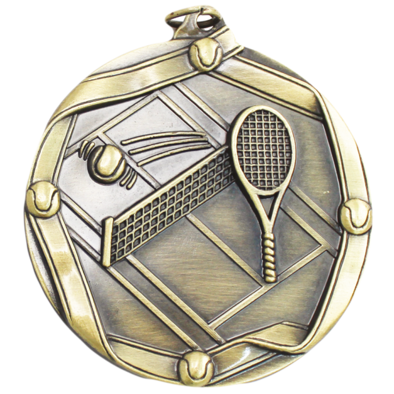 Tennis Medal in Antique Gold Finish 60mm