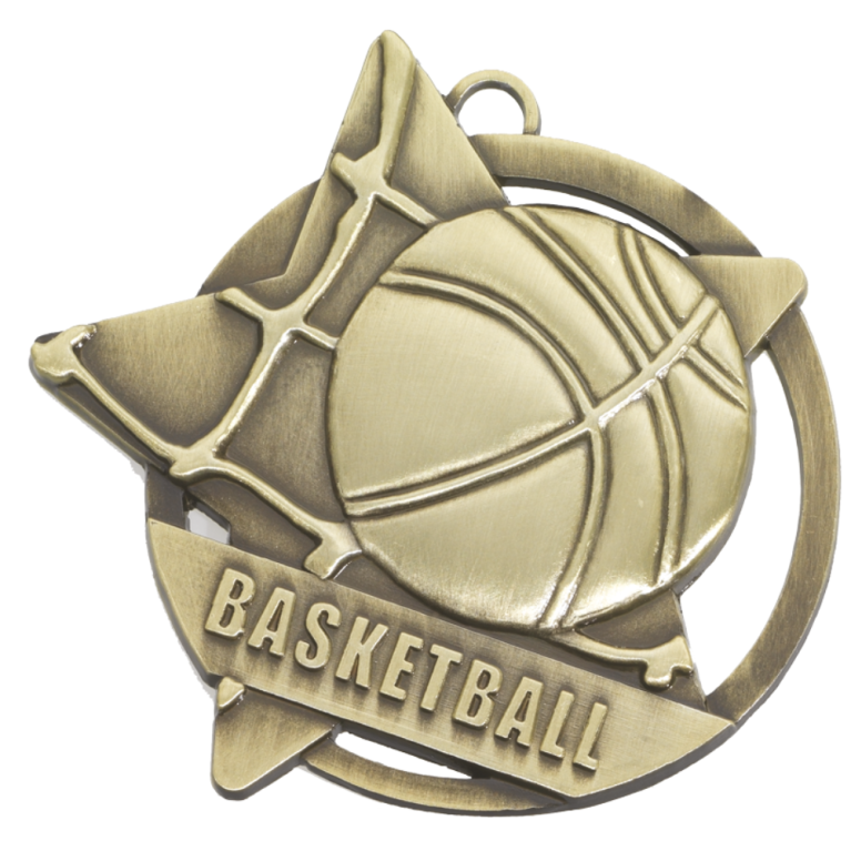 60MM BASKETBALL STAR MEDAL