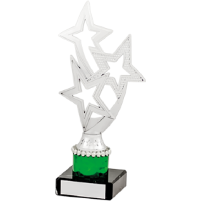 All Activity with Star Top in Bright Silver and Green Column on Marble Base in 4 sizes